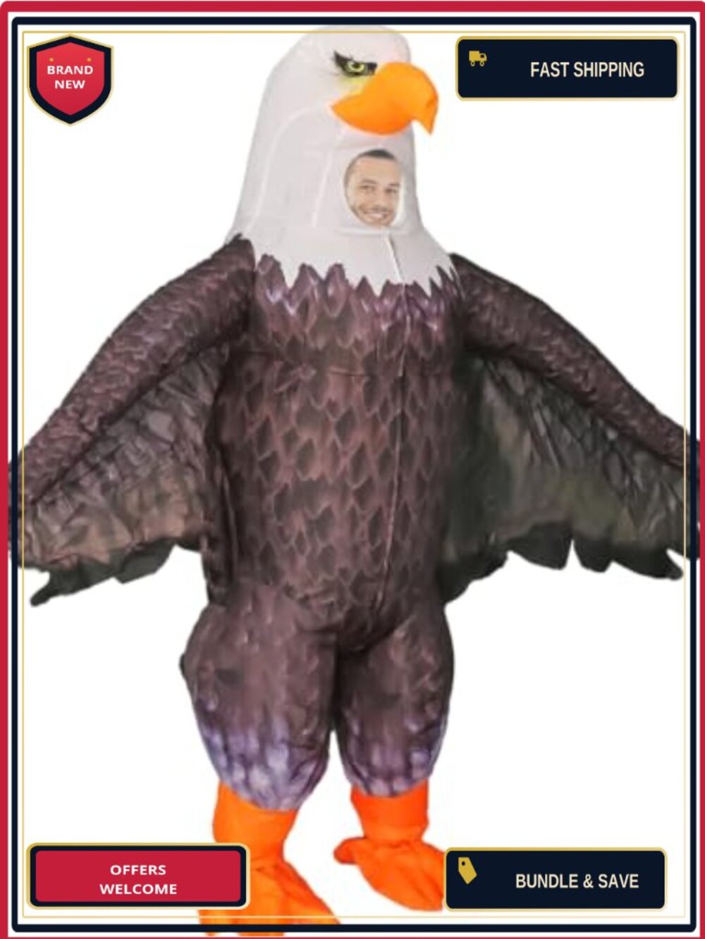 Bald Eagle Inflatable Costume Adult Blow Up Eagle Patriotic Outfit